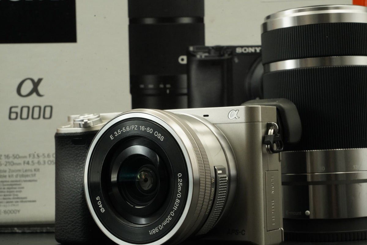 Sony a6000 Digital Camera Silver w/ 16-50 + 55-210mm -12773 cut- #12446