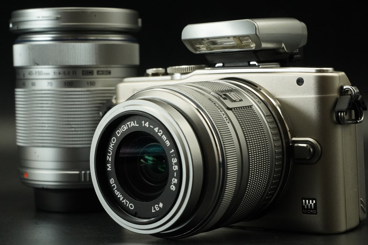 Olympus Pen Lite E-PL6 Silver with 14-42mm + 40-150mm Lens -6425 cut- #12234