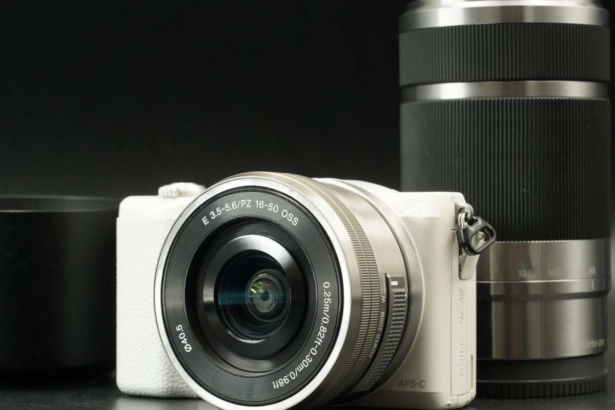Sony a5100 Digital Camera White with 14-42mm + 55-210mm Lens -34090 cuts- #12365