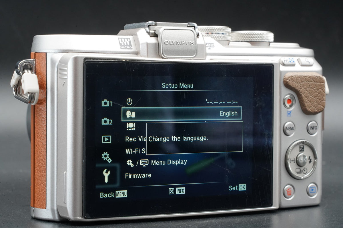 Olympus E-PL8 Brown w/ 2 lenses Digital Mirrorless Camera -1025 cuts- #11438