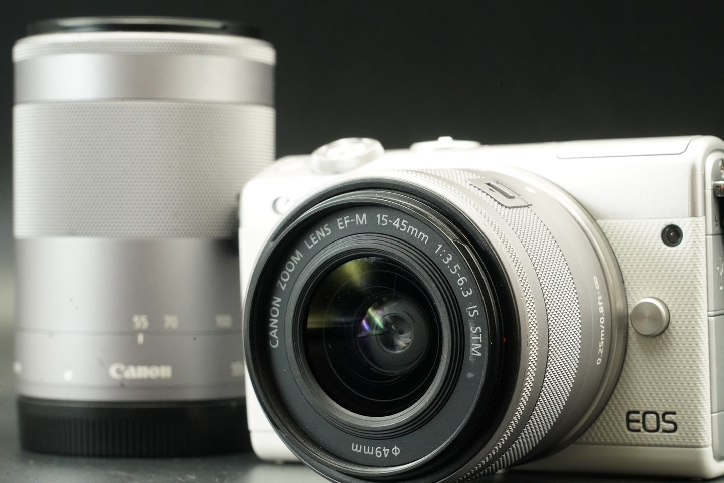 Canon EOS M100 Digital Camera 15-45mm 55-200mm White EF-M Mount #11834