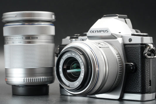 Olympus E-M5 Mirrorless Digital Camera w/ 2 Lenses Silver #11115