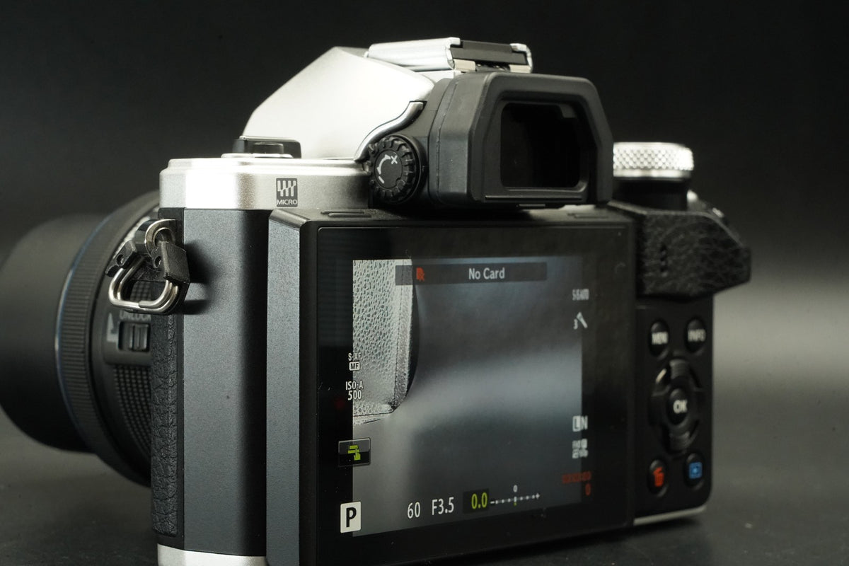 Olympus OM-D E-M10 Mark II Silver w/ 14-42mm + 40-150mm Lens -872 cut- #12315