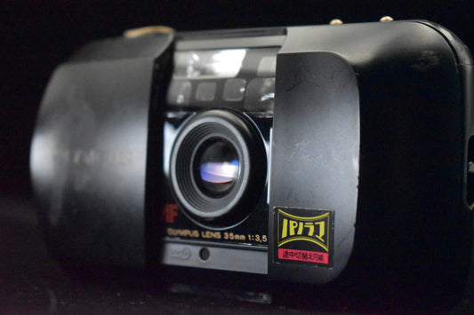 Olympus μ mju PANORAMA 35mm Point and Shoot Film Camera Black US Duty Paid 9217