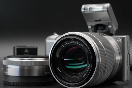 Sony NEX-5 Mirrorless Camera Bundle with 2 Lens Silver #11058