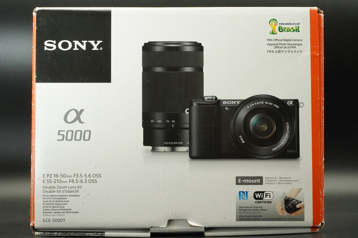 Sony a5000 Digital Camera White with 14-42mm + 55-210mm Lens -3359 cuts- #12364