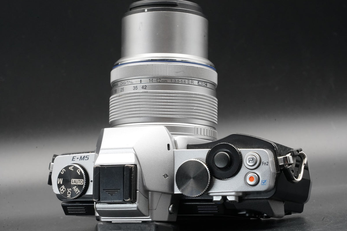 Olympus E-M5 Mirrorless Digital Camera w/ 2 Lenses Silver #11115