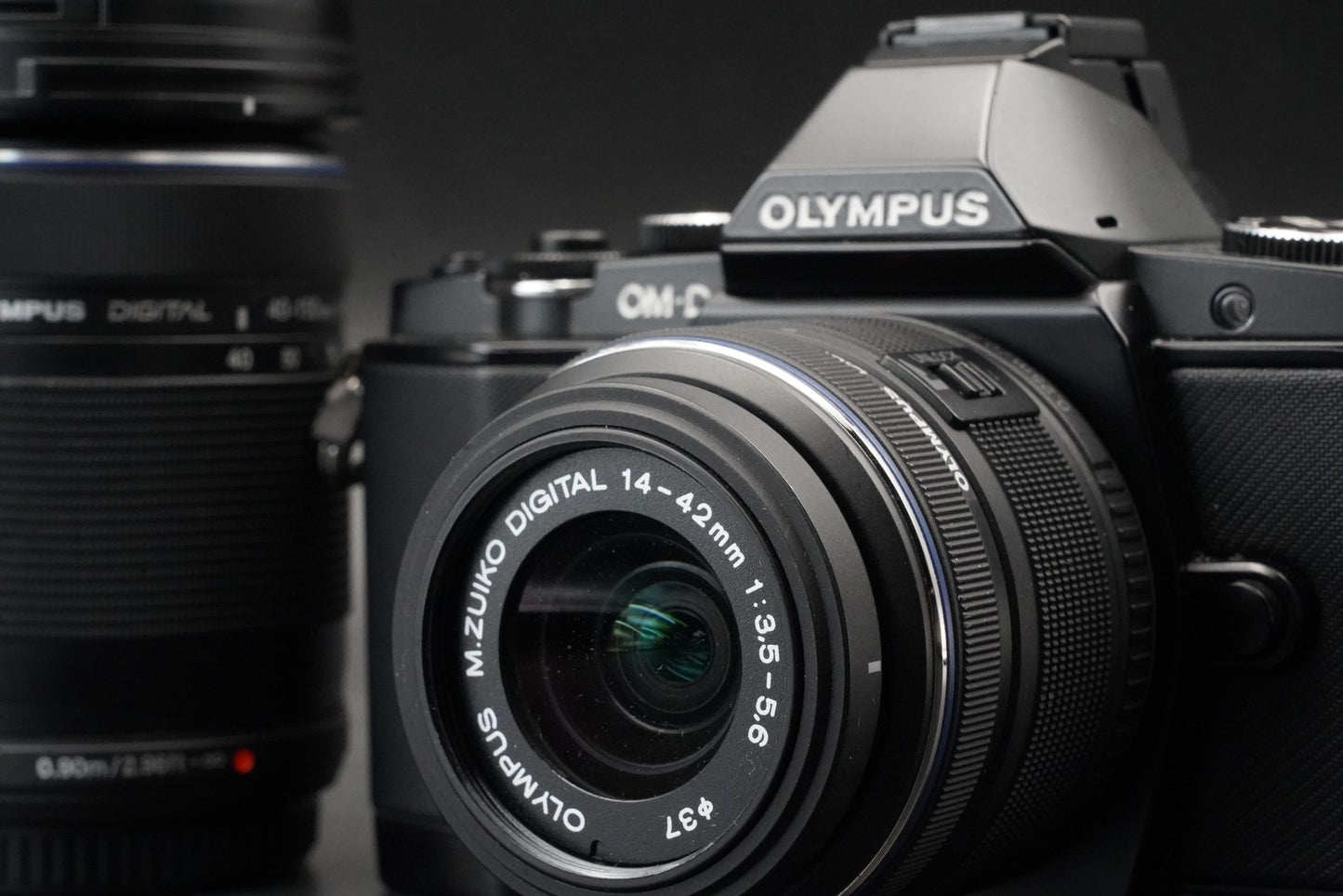 2 Lenses!! Olympus OM-D E-M5 Mirrorless Digital Camera Black 11028