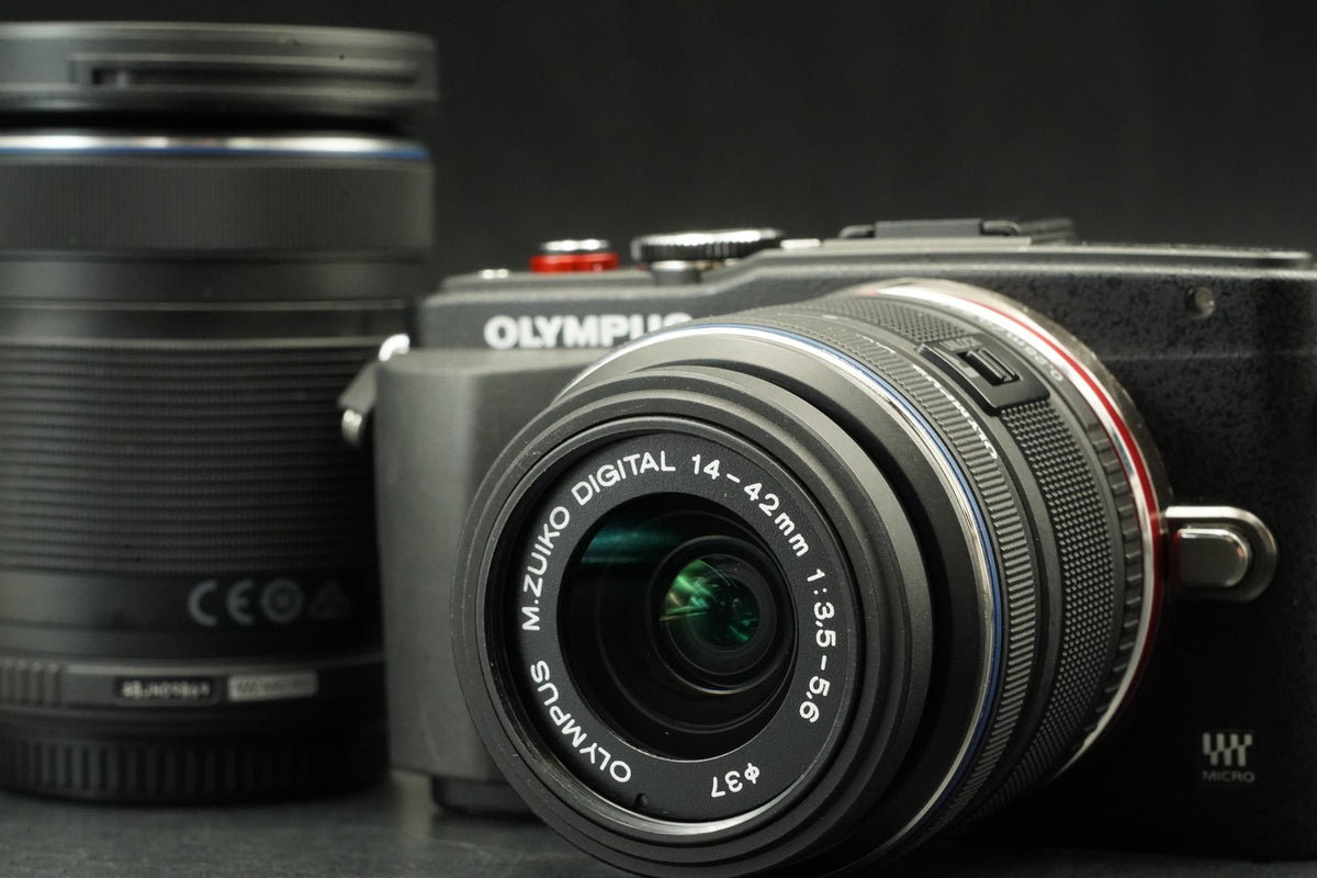 Olympus Pen Lite E-PL6 Black with 14-42mm + 40-150mm Lens US STOCK #12234