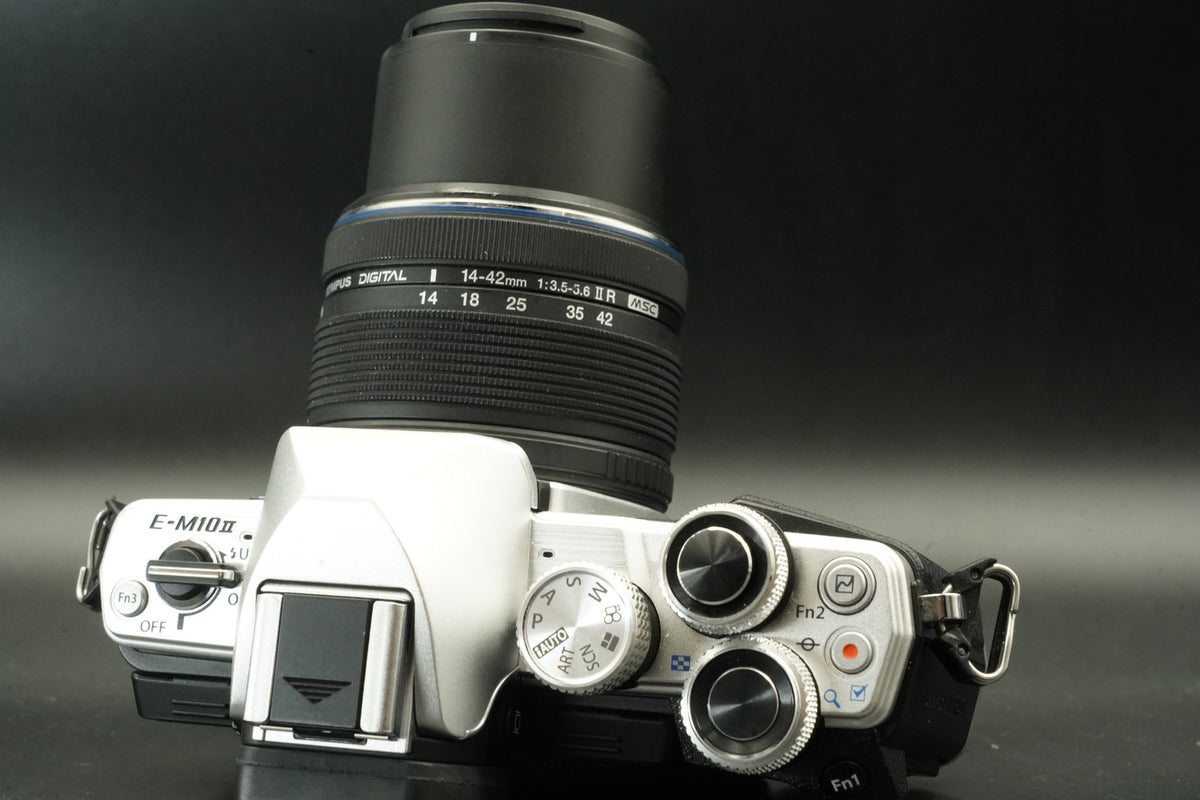 Olympus OM-D E-M10 Mark II Silver w/ 14-42mm + 40-150mm Lens -872 cut- #12315