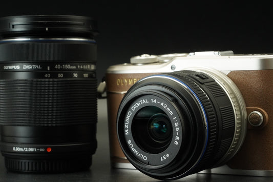 OLYMPUS PEN E-PL9 Digital Camera w/ 2 Lens Brown -2156 cuts- US STOCK #11572