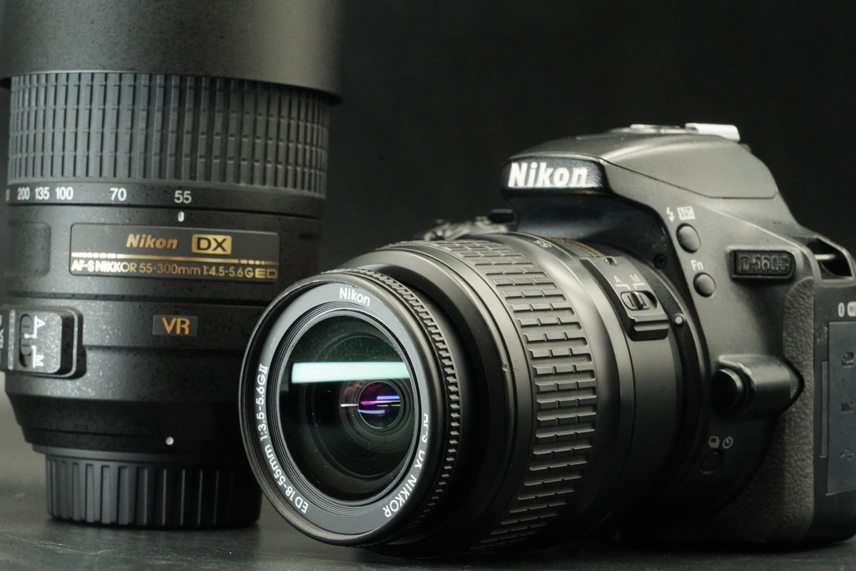 Nikon D5600 DSLR Camera w/ AF-S 18-55mm + 55-200mm Lens #12593