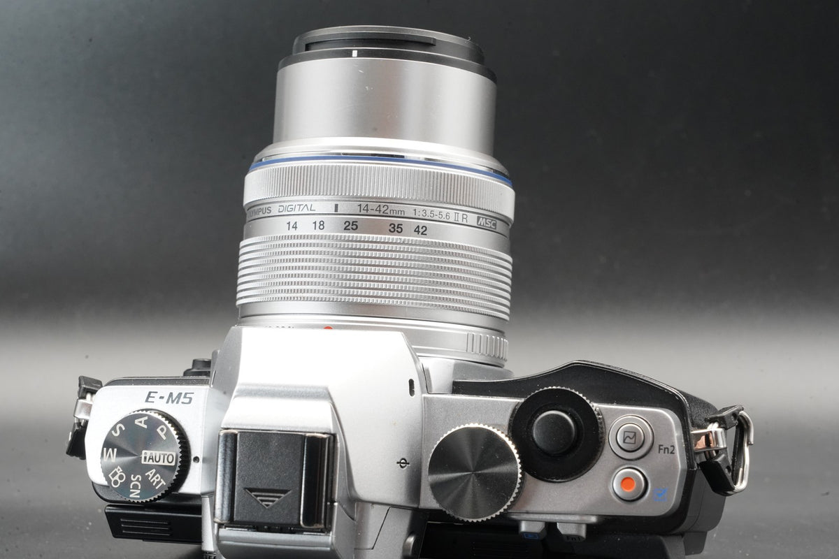 Olympus E-M5 Mirrorless Digital Camera w/ 2 Lenses Silver #11366