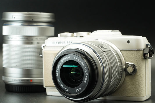 Olympus PEN E-PL7 Digital Camera White with 2 Lenses -9966 cuts- US STOCK #11768