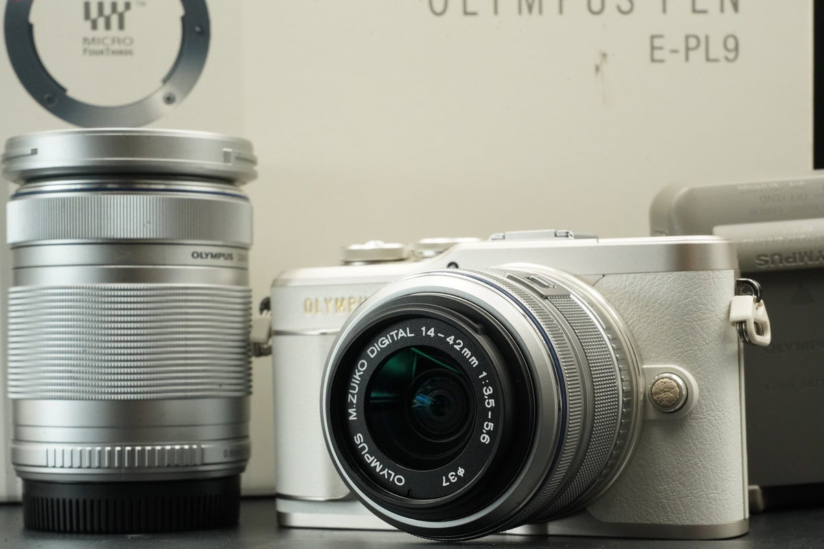 OLYMPUS PEN E-PL9 16.1MP Digital Camera w/ 2 Lens White -829 cuts- #11492