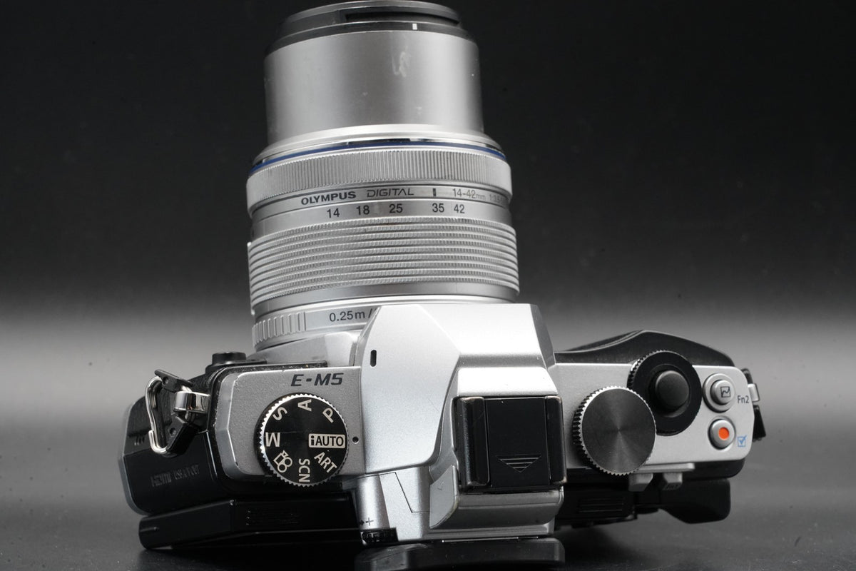 Olympus E-M5 Mirrorless Digital Camera w/ 2 Lenses Silver #11115