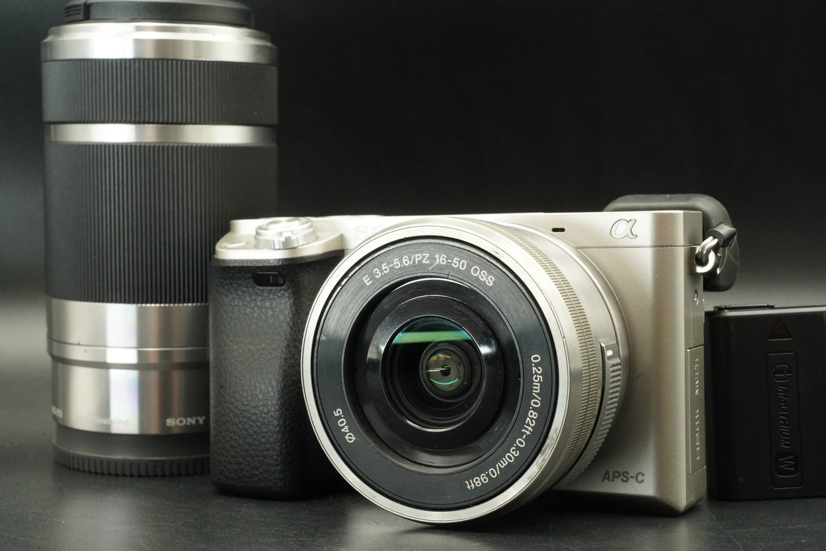 Sony a6000 Digital Mirrorless Camera Silver w/ 16-50 + 55-210mm US STOCK #12325