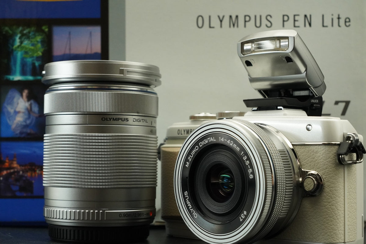 Olympus PEN E-PL7 Digital Camera White with 2 Lenses -4410 cut- US STOCK #12132